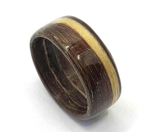 Handmade Zebrano Wood Ring for Him or Her – Custom Bentwood Wedding Band, Minimalist Eco-Friendly Wooden Engagement or Promise Ring