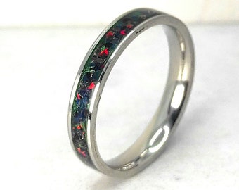 Turquoise Green - Opal Ring - Opal Green Turquoise - Crushed Opal Wedding Ring - Women's Ring - Opal Wedding Ring - Wedding Ring