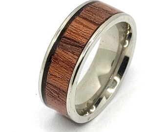 Minimalist Men's Sandalwood Ring - Modern Design, Sandalwood Band, Ring Wood Grain