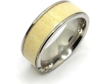 Men's Handcrafted Maple Wood Inlay Ring - 8mm Surgical Steel Band - Unique Gift - Surgical Steel Band - Maple inlay Ring - Gift for Him.