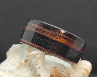 Handmade Unisex Ebony Wood Ring, Custom Wooden Wedding Band - Rustic Dark Wood Ring, Eco Friendly Bentwood Ring, Minimalist Gift