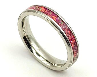 Handmade Pink Opal Ring – Minimalist Sparkling Band Gift For Women, Everyday Jewelry, Unique Ring For Girlfriend And Special Moments