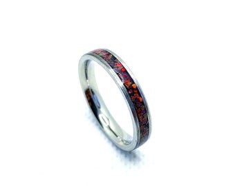Handmade Dark Copper Opal Band – Minimalist Stainless Steel Ring For Women, Lightweight Jewelry, Perfect Gift For Birthdays And Anniversary