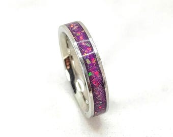 Handmade Lavender Opal Ring – Minimalist Pink Gemstone Band For Women, Unique Wedding Ring, Bridesmaid Gift - Everyday Wear Jewelry