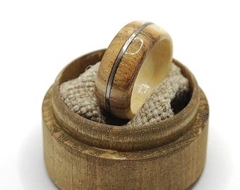 Handmade Men's Willow Wood Ring with Silver Wire – Unique Handmade Jewelry, Perfect Gift for Him on Birthdays or Special Occasions