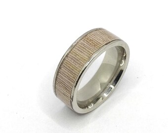 Minimalist men's grey oak veneer Ring | Surgical steel ring | grey oak ring | boyfriend gift | men's style | handmade ring