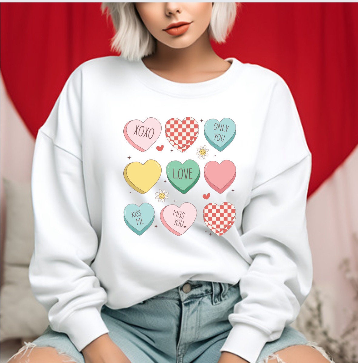 Camisa Candy Hearts Valentines, sudadera con mensaje de corazón ...