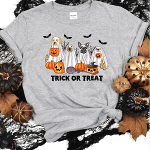 Ghost dog tshirt, halloween dog sweatshirt, trick or treat hoodie, ghost dog top, dog lover tshirt, dog mom halloween, dog costume sweater