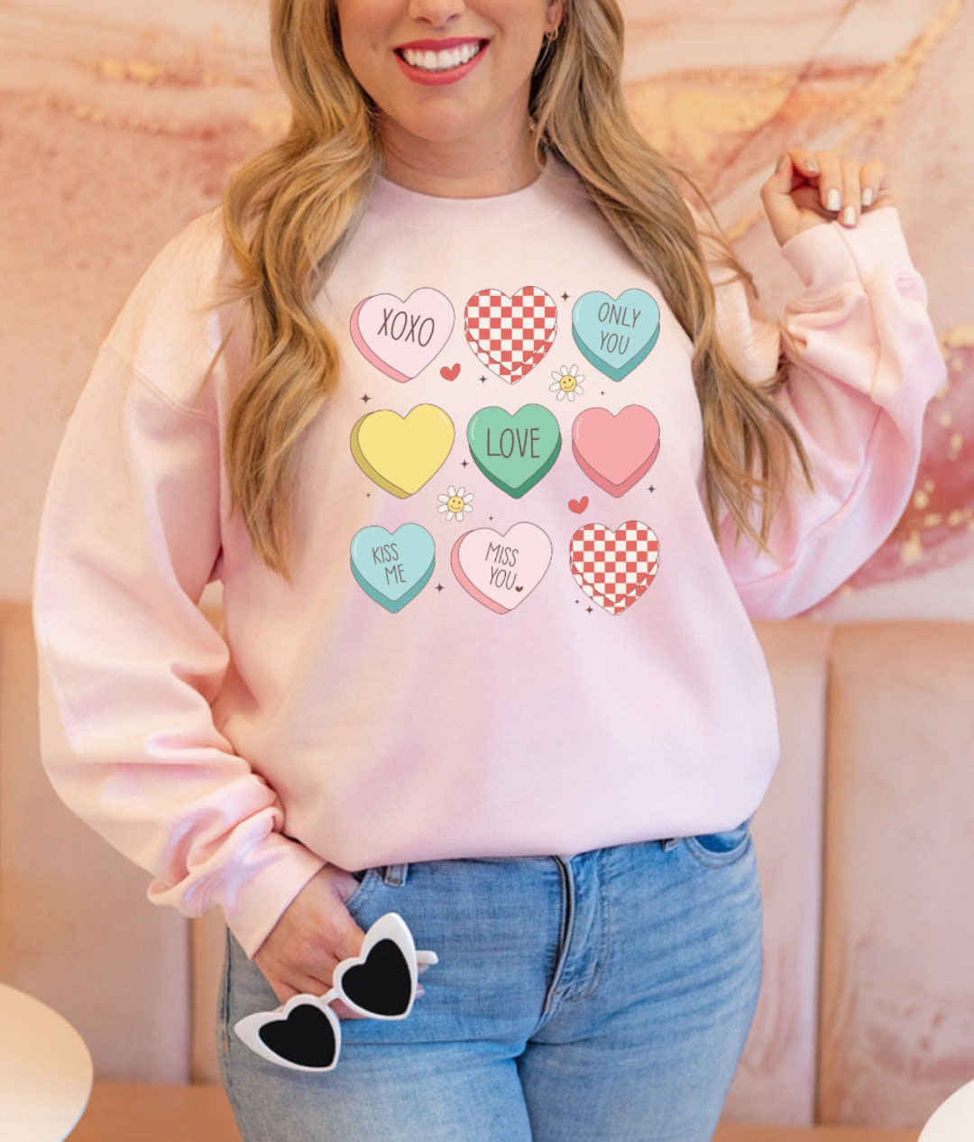 Camisa Candy Hearts Valentines, sudadera con mensaje de corazón ...