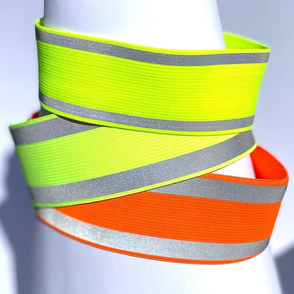 Warning collar custom made dog collar reflective stretch fluorescent colors visibility light collar