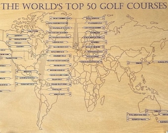 The World's Top 50 Golf Course Engraved Board | Track Which Golf Courses You Have Played