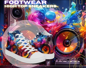 Psychedelic Disco Dreams High Top Sneakers – Bold, Artistic, and Neon-Infused Design