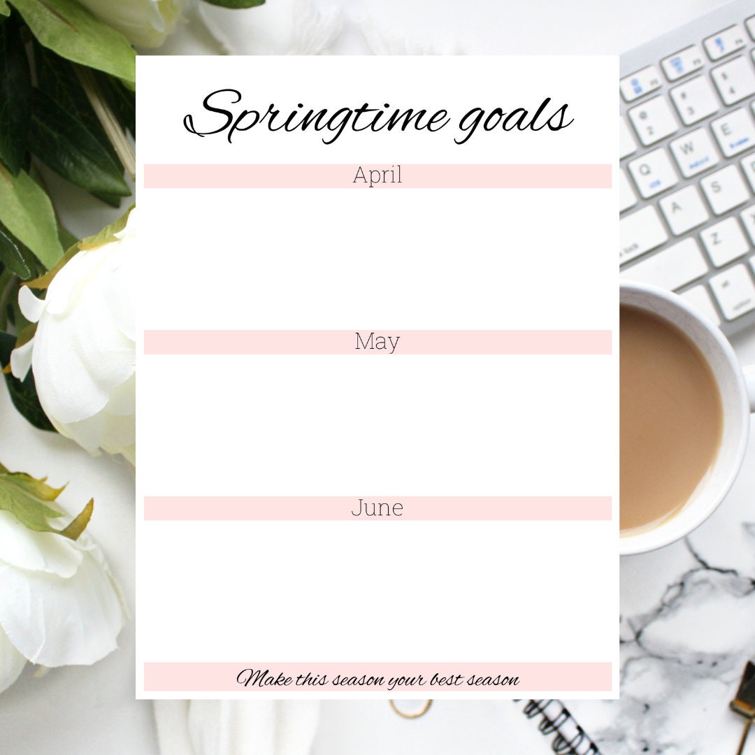 Goal Setting Sheet/printable Digital Download Spring Goal Setting Sheet ...