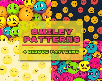 Digital Patterns Pack - Nahtlose Smiley-Muster für Bastelarbeiten, Ausdrucke & Hintergründe