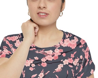 Japanese Pink Sakura Floral Patterned T-Shirt