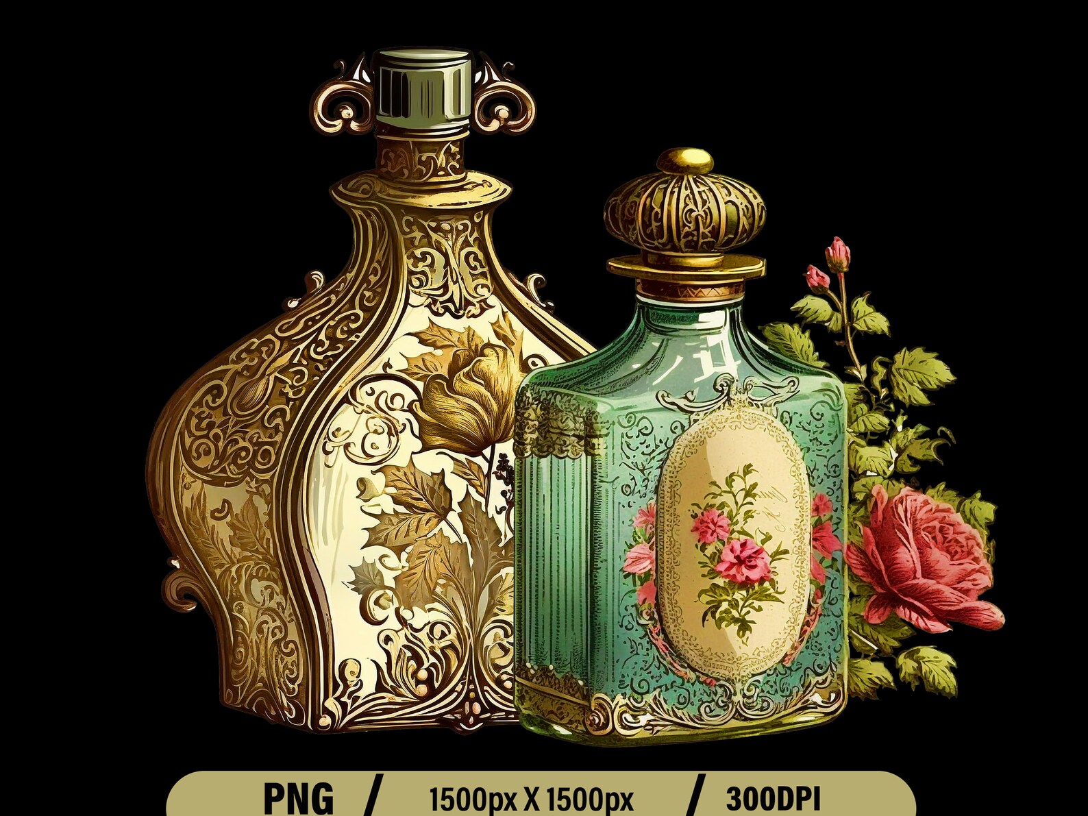 Vintage Perfume Bottles Clip Art Watercolor Perfume Clip Art - Etsy