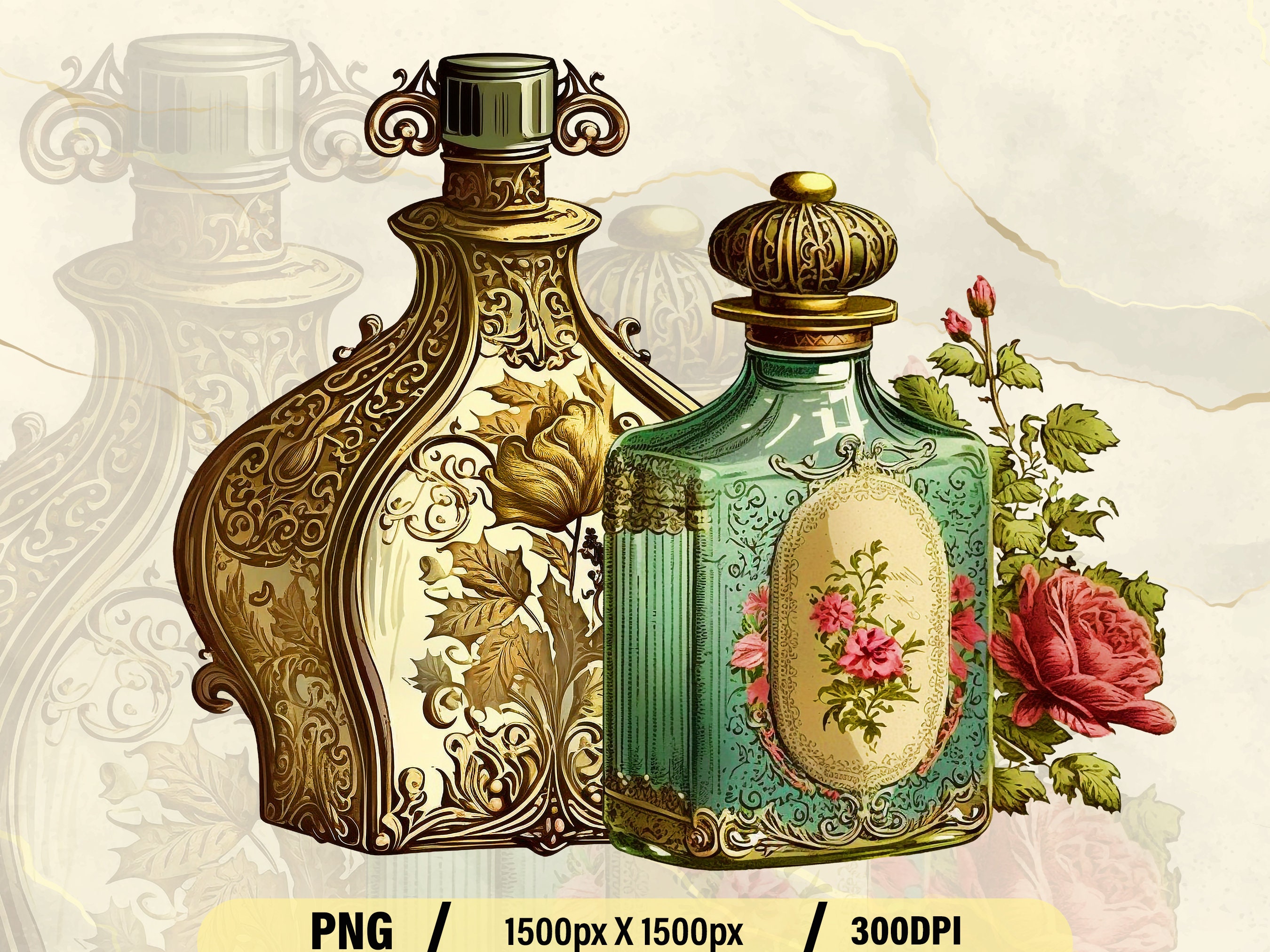 Vintage Perfume Bottles Clip Art Watercolor Perfume Clip Art - Etsy