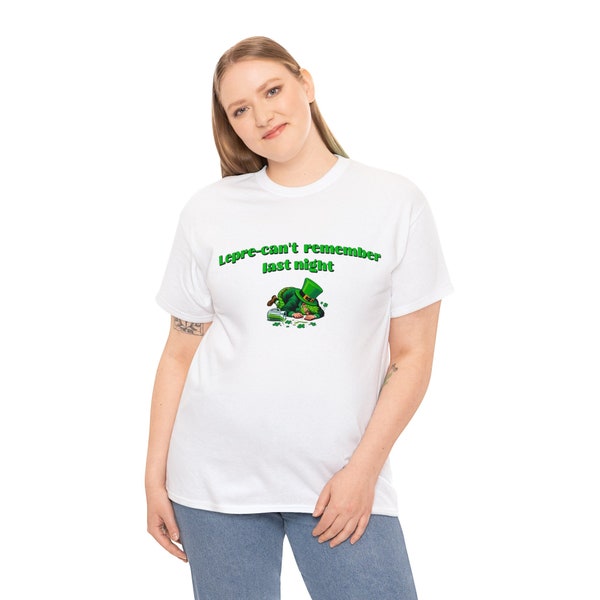 Lepre-can't Remember Last Night - St Pattys Day Unisex Heavy Cotton Tee