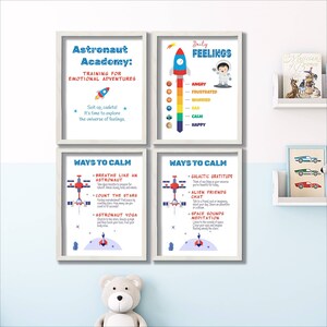 Space Theme Feelings Poster: Kid's Playroom Wall Art Set (Digital Download) image 3
