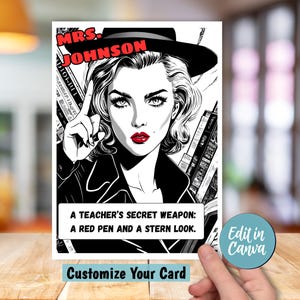 carte drôle personnalisée de professeur | Cadeau imprimable pour professeur/collègue | Carte de remerciement personnalisée pour professeur | Modèle modifiable | Téléchargement numérique