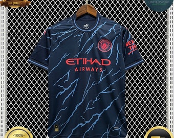 Manchester City 23/24 Electro derde shirt Nieuwe fansversie retro Premier League-shirt