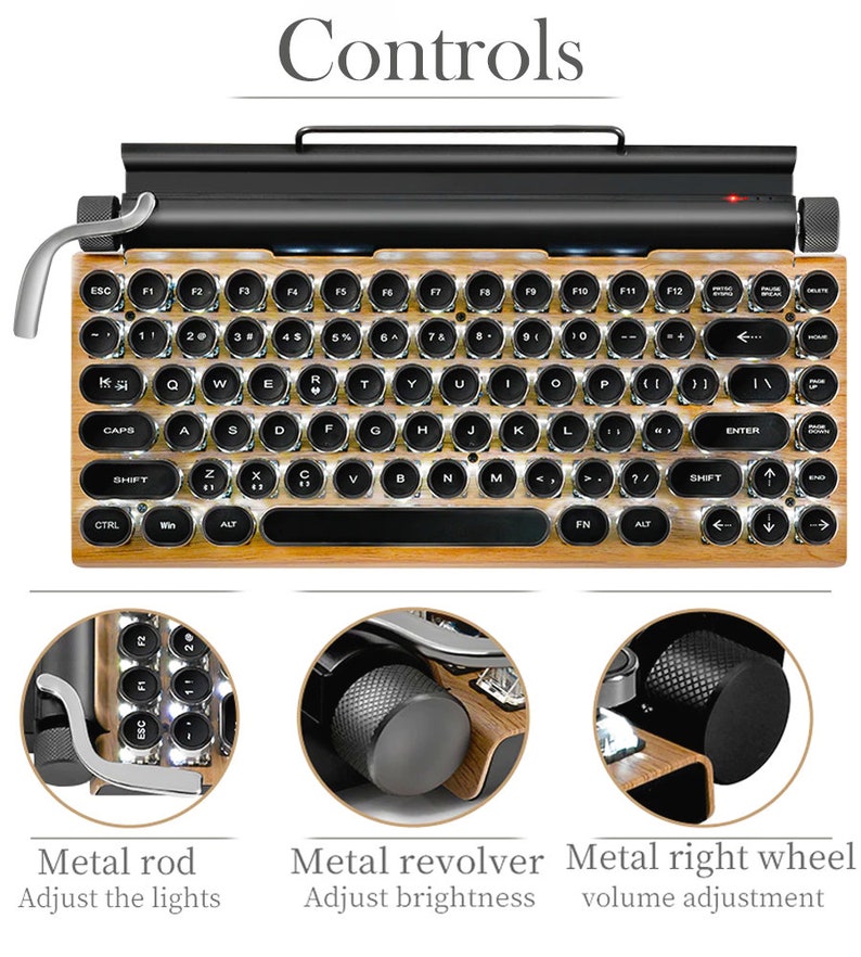 Retro RGB Mechanical Typewriter Keyboard Mac PC Etsy Canada