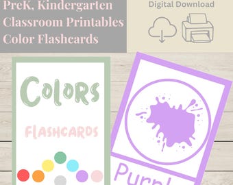 Printable Color Flashcards - PreK & Kindergarten Classroom Printables - Learn the Colors -  Toddlers, Preschool, Kindergarten, Homeschooling