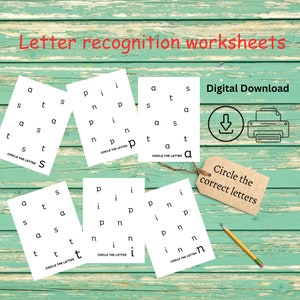 Hojas de trabajo de fonética: Reconocimiento de letras minúsculas. Material de educación en casa para niños pequeños. Imprimibles para preescolar.