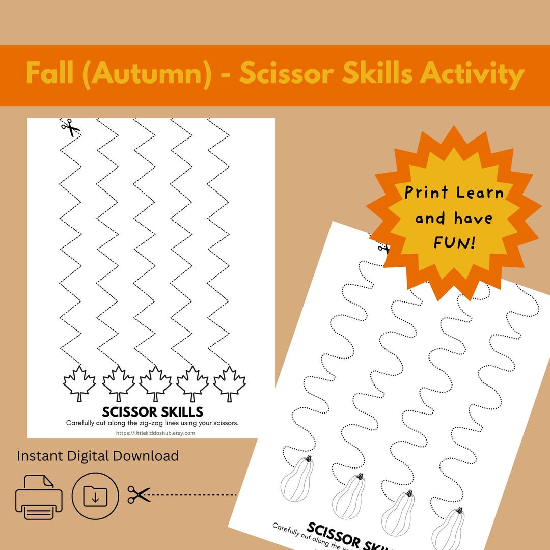 Fall Tracing Scissor Skills Activities, Instant Digital Download ...
