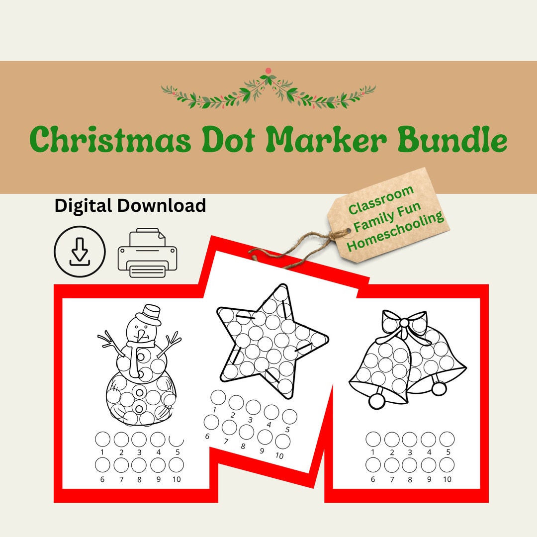 Christmas Dot Marker Coloring Pages, Kids Xmas Activities (digital ...
