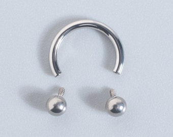 Bilanciere circolare in titanio con filettatura interna - Spessore 16G (1,2 mm) e 14G (1,6 mm) - Anello del setto, anello del sopracciglio, anello della cartilagine, ferro di cavallo