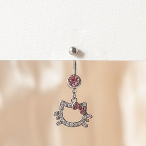 Kitty Belly Bar 14G (1.6mm thickness) 10mm Barbell Length, 5mm Ball, Externally Threaded • Uses: Naval Piercing