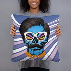 Retro Skull Pillow, Retro Skull Cushion, Homeware Gifts for Skull Lovers, Skull Gifts