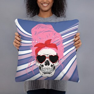 Retro Skull Pillow, Skull Pillow, Skull Cushion, Gifts for Skull Lovers, Retro Skull Cushion