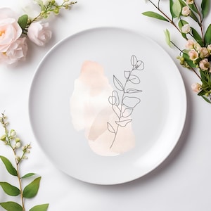 Maquete de prato branco vazio | Maquete de mesa de casamento boho | Maquete de prato de jantar vazio | Maquete de casamento estilo fazenda.
