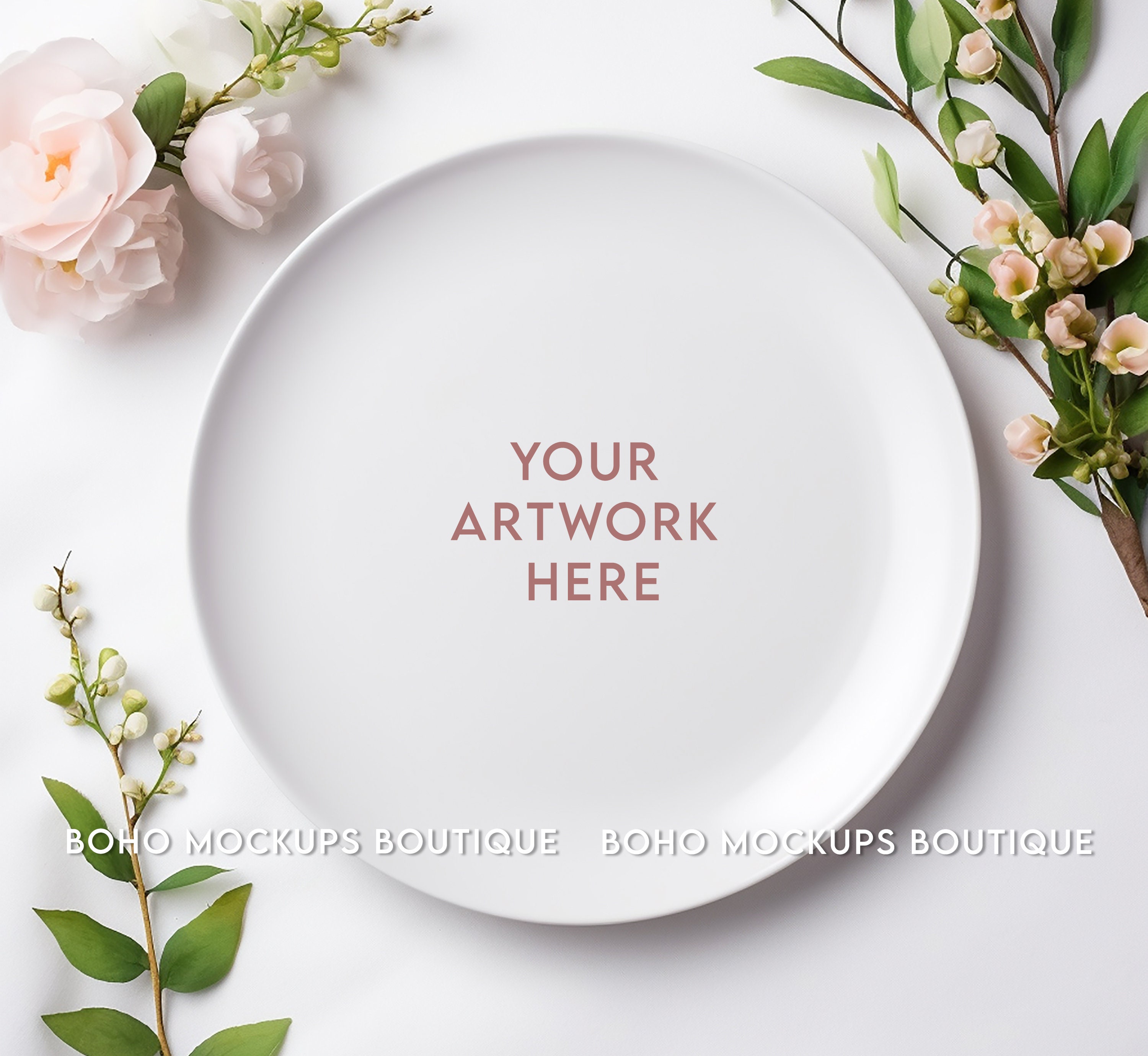Empty White Plate Mockup | Boho Wedding Table Mockup | Empty Dinner ...