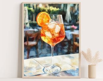Aperol Spritz-kunstprint: Italiaanse zomercocktailposter