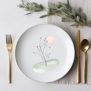 Leerer Teller Mockup für Boho-Hochzeitstisch | Leerer Speiseteller Mockup | Farmhaus Stil Hochzeitsmockup.