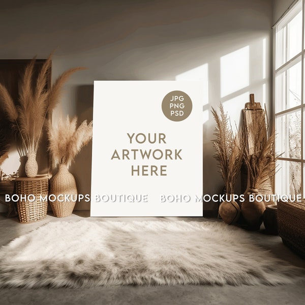 Extra large Artwork Boho Mockup Frame | Farmhouse style | for 5:4 ratio frame, 16x20 inches frame.