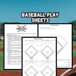 Baseball Play Sheets 8.5x11&quot; | 3 digital downloads | Baseball coach plans | coaching play sheets