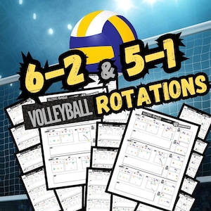 6-2 and 5-1 Volleyball Rotation Sheets | 24 Printable PDF Download | Volleyball Court Position Formations | All 6 rotations