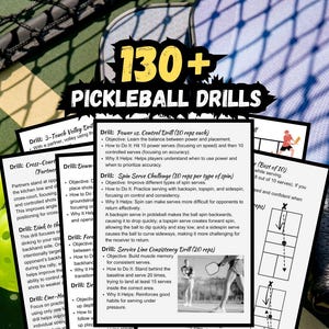 130 Pickleball Drills for Beginners 8.5x11&quot; | digital download | Pickleball  drills for coaching beginners