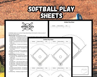 Softball Play Sheets 8.5x11" | 3 digitale Downloads | Softball Trainer Pläne | Coaching Play Sheets