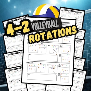 4-2 Volleyball Rotation Sheet | 12 Printable PDF Download | Volleyball Court Position Formations | All 6 rotations with different variations
