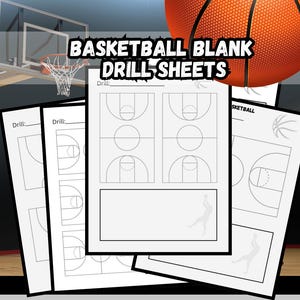 Basketball Blank Drill sheets for Basketball Coach or player 11x8.5 | 5 in total | Digital Download | Basketball Coach | Drill sheets