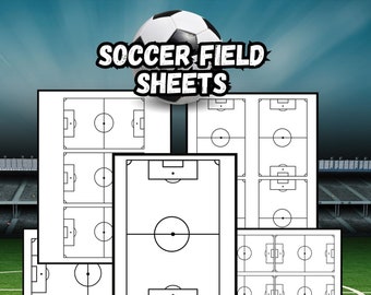 Soccer Field sheets for soccer Coach or player 11x8.5 | 5 in total | Digital Download | Soccer Coaching | Soccer practice plan