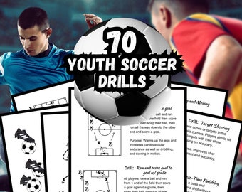 70 Youth Soccer Drills 8.5x11&quot; | digital download | soccer drills for coaching beginners