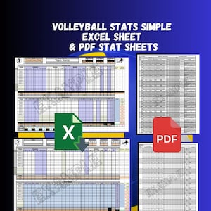 Volleyball statistics simple excel sheet AND Volleyball Game Stat Sheets PDF / Excel and PDF file digital download / Volley stats | Coach
