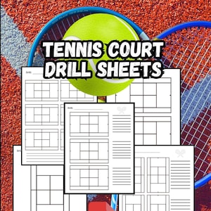 Folhas de exercícios para quadra de tênis para treinador ou jogador de tênis 11x8,5 | 5 no total | Download digital | Treinador de tênis | Folhas de exercícios para tênis em branco