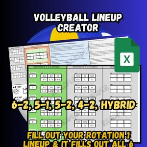 Volleyball Lineup Creator Excel Sheet – Digital Download / Excel file digital download / Volley stats | Great Tool for Players & Coaches
